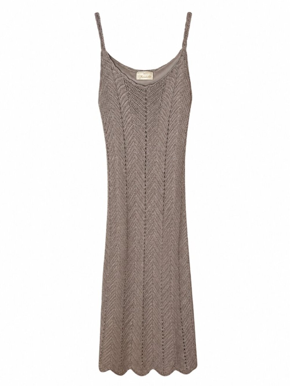 Stunning Knit Slip Dress Knit Maxi Dress Taupe Boho Chic‎ Kroshetta Small Lined - Picture 2 of 9